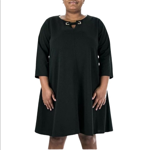 Nina Leonard Grommet-Accent Swing Crepe polyester spandex minimalist Dress 3X - Picture 1 of 5